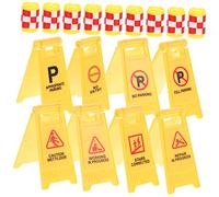 Veemoon 16pcs Kids Traffic Signs and Roadblock Toys for Early Learning, Yellow Traffic Barrels A-frame Warning Signs, Educational Road Safety Playset for Boys and Girls
