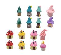 Veemoon 16Pcs Miniature Mushroom House Figurines Resin Mini Mushrooms for Fairy Garden DIY Crafts Micro Landscape Terrarium Decoration Cottagecore Decor
