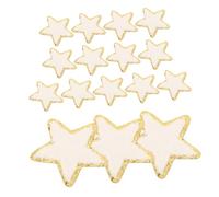 Veemoon 16pcs White Star Embroidery Sew Patches with Chenille Material, Self-Adhesive Design for Bags and Home Decor Items, for Creative Projects and DIY Endeavors