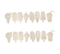 Veemoon 16pcs Wooden Ice Cream Cutouts for DIY Craft Painting Art Projects Natural Solid Wood Summer Party Decorations Educational Doodle