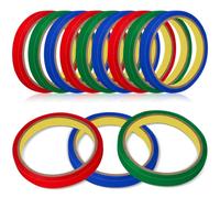 Veemoon 18 Rolls 12mm Colored Tapes 3 Colors DIY Bag Sealing Tape for Home Supermarket Classroom Meat Labeling Red Blue Green