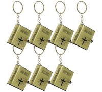 Veemoon 18pcs Bible Keychains Keychain Ornament Metal Miniature Book Pendant Golden Color Simple Style Decorative Functional Features to Hold Keys and Decorate Bags for Decoration