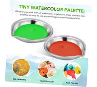 Veemoon 18pcs Stainless Steel Small Round Palette Trays with Spout for Precise Pouring Color Mixing Palettes for Oil Painting Watercolor Gouache Nail Art Makeup Compact and Portable Design