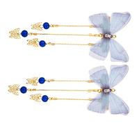 Veemoon 1pair Elegant Butterfly Hairpins for Girls Vintage Tassel Hair Clips for Festivals and Parties Unique Chinese Hair Accessories for Boy Girl
