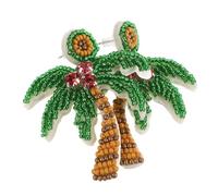 Veemoon 1Pair Handmade Coconut Palm Tree Earrings Lightweight Tropical Beach Holiday Accessories Unique Beaded Jewelry for Vacation for Bohemian Style Luau Parties