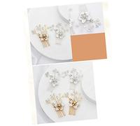 Veemoon 1pc Bridal Hair Comb with Rhinestone Inlay Elegant Alloy Flower Insert Accessory for Weddings Parties and Special Occasions Gold