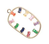 Veemoon 1Pc Colorful Zircon Pendant DIY Oval Shape Pendant Necklace for Jewelry Making Durable Inlaid Stones Health Safe Materials Personalize Necklaces and Earrings