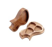 Veemoon 1pc Creative Wooden Guitar Pick Box Holder Light Brown Solid Storage Case for Acoustic Electric Guitar Ukulele Bass Portable Multipurpose Plectrum Organizer for Travel Concert