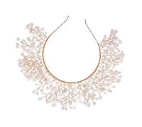 Veemoon 1pc Delicate Twisted Beads Headband Elegant Wedding Hair Accessory for Bride Chic Headdress for Parties Festivals Special Occasions Non Slip Skin Friendly Design