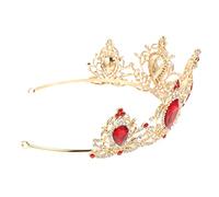 Veemoon 1pc Elegant Vintage Bride Crown Headdress Red Baroque Tiara for Bridal Decor Lightweight and Comfortable Design for Weddings and Special Occasions