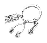 Veemoon 1Pc Funny Music Mixtape Keychain Pendant Stylish Bag Accessory Unique Microphone Headset Design Lightweight Practical Keyring for Keys Luggage and Bags Silver