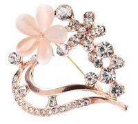 Veemoon 1Pc Rhinestone Alloy Heart Shaped Plum Blossom Brooch for Women Elegant Fashion Accessory Valentine Day present Unique Floral Design for Clothes Outfits