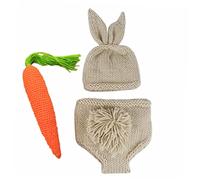Veemoon 1set Easter Photography Costume for Newborns Outfit Carrot Prop for First Easter and Photo Shoots Crochet Design