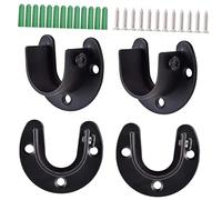 Veemoon 1set Stainless Steel Shower Curtain Rod Base Socket Pole Support for Closet and Wardrobe Easy Installation Secure Mounting Black Finish