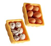 Veemoon 2 Boxes Miniature Egg Model Set 2 Baskets, 6 Plain and 6 Patterned Eggs for Dollhouse Kitchen Decor and Pretend Play Food