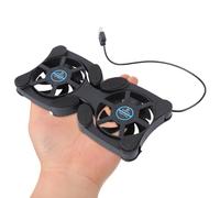 Veemoon 2 Fans Notebook Cooling Mat Computer Stand Portable Foldable Abs Cooling Pad Laptop Cooler with Four Protective Pads for Laptop Black 7.47x3.54x0.79in