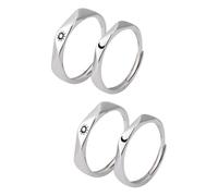 Veemoon 2 Pairs Couples Matching Sun and Moon Rings Rings for Him and Her Lightweight Jewelry for Daily Wear Engagement Special Moments