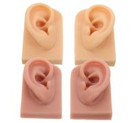Veemoon 2 Pairs Realistic Silicone Ear Model Soft Flexible Ears for Piercing Practice and Jewelry Display Human Anatomy Training Tool with Reusable Silicone Skin Light and Dark Skin Tones