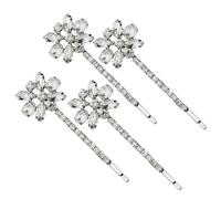 Veemoon 2 Pairs Rhinestones Flower Bobby Pin Crystal Hair Clips Shape Shiny Luster Blend into Hair Style Highlight Appearance Women Engagements Birthdays