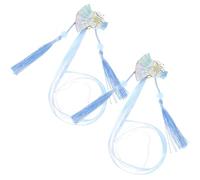 Veemoon 2 pcs Flower Tassel Fan Hair Clips for Women Decorative Ribbon Hair Accessories Unique and Chic for Parties Daily Wear and Special Occasions