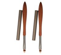 Veemoon 2 Pcs Gel Nail Art Brushes with Wooden Handle Multifunctional Gradient Painting Pen for Smooth Blending Shading and Nail Flower Drawing Durable Gel Striping Tools for Home and