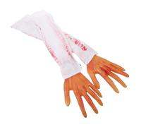 Veemoon 2 Pcs Halloween Severed Bloody Hands Prop Set - Realistic Fake Arms for Scary Parties - Haunted Houses and Halloween Decorations Rubber and Fabric Material