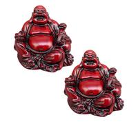 Veemoon 2 Pcs Small Resin Maitreya Buddha Statue 2 Inch Sitting Laughing Buddha Figurines Decorative Feng Shui Home and Desktop Ornaments