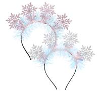 Veemoon 2 Pcs Snowflake Headbands Glitter Christmas Costume Head Accessory Lightweight Felt Fabric Comfortable for Holiday Party Festival Celebration