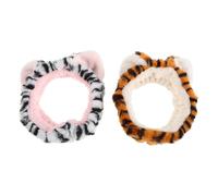 Veemoon 2 Pcs Spa Headband Cute Animal Ears Hair Accessories for Face Washing and Makeup Elastic Towel Bands Yellow and White Print for Skincare