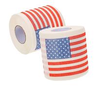 Veemoon 2 Rolls American Flag Toilet Paper Creative Decorative Toilet Tissue Bathroom Paper with Fun Embossed Design for Novelty Decor and Parties