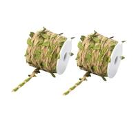 Veemoon 2 Rolls Artificial Leaf Ribbon Rattan Rope for DIY Crafts Realistic Simulated Leaf Twine Decoration Natural Green Jute Vine for Home Garden Wedding Party Scenes Each