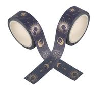 Veemoon 2 Rolls Gold Foil Star and Moon Washi Tape Decorative Paper Tapes for Journal Crafting Scrapbook DIY Handbook Decors for Card Making and Gift Wrapping