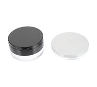 Veemoon 2 Sets Loose Powder Box Empty Powder Box Black Flip-top Case Ultra-thin Silver Container Includes Mirror Travel Use