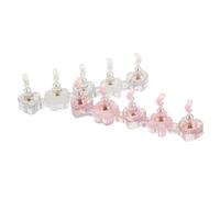 Veemoon 2 Sets Magnetic Nail Tip Holders Clear Resin Practice Nail Stand with Holographic White and Pink Shades and Painting Tools