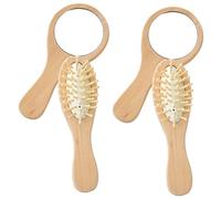 Veemoon 2 Sets Portable Hair Brush and Mirror Set Vintage Travel Comb with High Definition Vanity Mirror Compact Kit for Women Makeup Lovers and Home Use