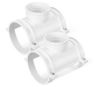 Veemoon 2 Sets PVC Pipe Saddle Tee Connector with Hardware Kit, 3-Way Garden Irrigation Fitting, Stable and Reliable Connection, White PVC Material, Suitable for Multiple Garden