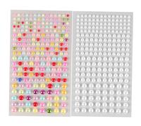 Veemoon 2 Sheets Multi Functional Self Adhesive Pearl Stickers Flat Back Embellishments for Face Nail Art DIY Crafts Festival Makeup Safe Decorative Pearls for Creative Projects