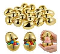 Veemoon 20 Pcs Easter Eggs Empty,2. 36 X 1. 57 Inch Golden Eggs Fillable Basket Decorations for Easter Hunt Birthday Carnival Party Favors