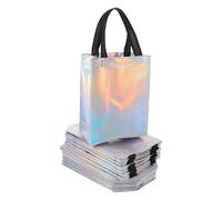 Veemoon 20 Pcs Reusable Iridescent Grocery Tote Bags with Handles Durable Party Favor Bags for Present Wrapping Birthday Halloween and Thanksgiving