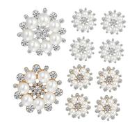 Veemoon 20 Pcs Rhinestone Flower Pearl Buttons Embellishments for Sewing DIY Hair Accessories Craft Pearls with Sparkling Flat Back Suitable for Clothes Hats Bags Headbands Decoration