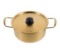 Veemoon 20cm Stainless Steel Korean Noodle Pot Lid, Double Handle Large Soup Cooking Pot for Ramen and Instant Noodles, Multipurpose Kitchen Cookware for Soup and Broth