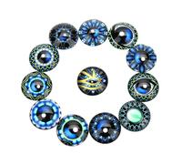 Veemoon 20pcs 25mm Blue Round Glass Cabochon Patches for DIY Jewelry Making, Creative Time Eye Pattern Gems Stickers for Crafting and Beadwork