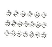 Veemoon 20pcs Diy Charm Pendant Thank You Lettering Charms Heart Shape Jewelry Making Pendants