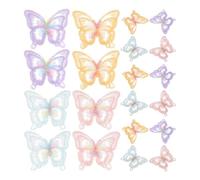 Veemoon 20Pcs Double Layer Embroidered Butterfly Applique Patches, Organza Iron-On Sew-On Decorative Embellishments for DIY Wedding Dresses, Clothing, Hats, Bags, Set