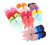 Veemoon 20Pcs Elastic Bowknot Hair Bands Ponytail Holders for Ribbed Satin Fish Tail Design Soft Stretchy Hair Scrunchies for Birthday Party Christmas Family Photos Random Color