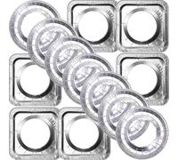 Veemoon 20pcs Gas Stove Pads Aluminum Foil Tin Foil Pads Square round Burner Covers for Stove Classic Style Fast Heat Conduction Saving Cleaning Time Kitchen Gas Range Protectors