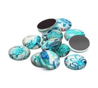 Veemoon 20pcs Marine Pattern Glass Patch Jewelry Making Accessories Mixed Color 20mm Ocean Fish Design Glass Snaps for Crafting and Beaded Jewelry