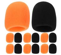 Veemoon 20Pcs Microphone Windshield Covers for Handheld Mic, Thick Sponge Mic Covers for KTV Singing and Stage Performance, Black and Orange Elastic Windscreens for Microphones