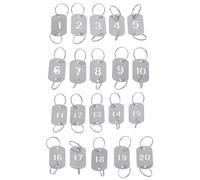 Veemoon 20Pcs Stainless Steel Number Key Tags 1-20 with Double Hole Metal Keychain Labels for Doorplates, Lockers, and Key Organization in Hotels and Dormitories