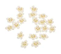 Veemoon 20pcs White Acrylic Pearl Flower Nail Charms, Small Floral Jewels for Nail Art Decoration, 3D Tiny Charms Suitable for DIY Manicure and Special Occasions